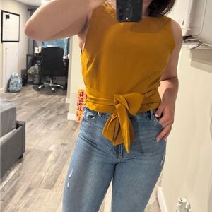Forever 21 Mustard Tie-Front Tank Top